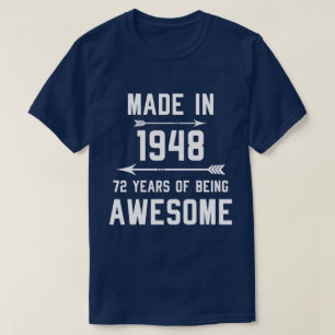 T-shirt Fabriquée en 1948 72 Ans de femmes-cadeaux fantast