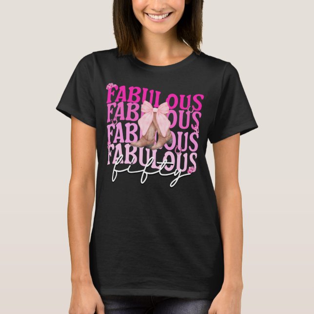 T-shirt Fabuleux Cinquante Bottes de Bow Rose 50e annivers (Devant)