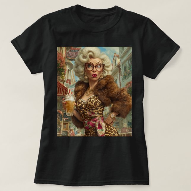 T-shirt Fabuleux comportement de la dame léopard (Design devant)