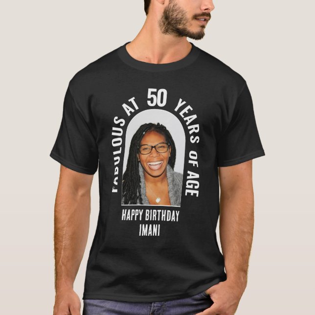 T-shirt FABULOUS AT 50 Group Matching Family Party Photo (Devant)