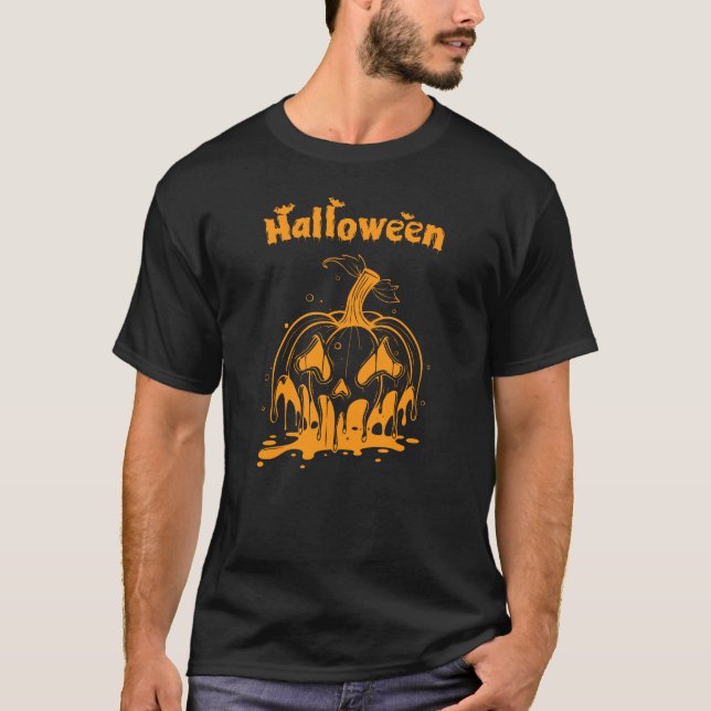T-shirt Face de fusion citrouille d'Halloween (Devant)