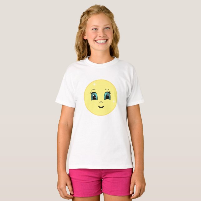 T-shirt Face de soleil moderne mignonne et joyeux (Devant entier)
