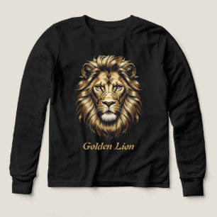 T-shirt face Lion d'or - élégant Li noir et or