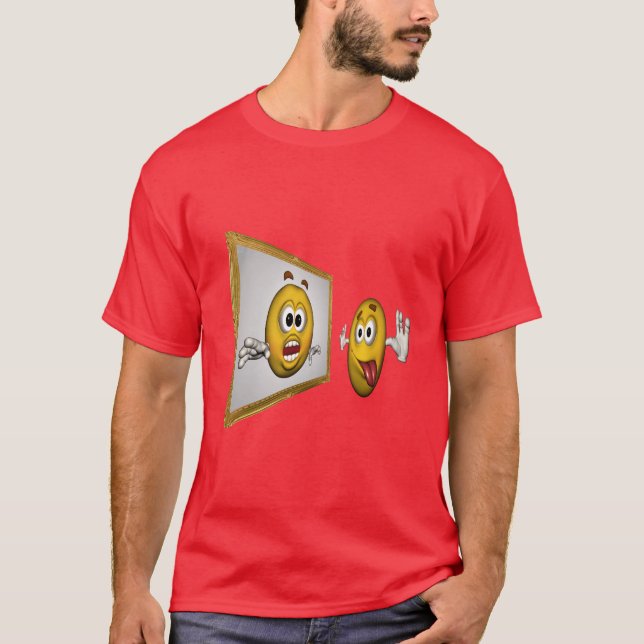 T-shirt Face Silencieuse En Miroir Drôle  (Devant)