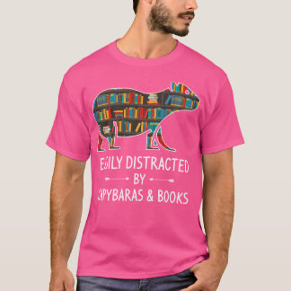 T-shirt Facile À Distraire Par Capybaras Livres Oreille Ma