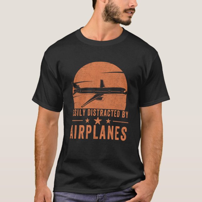 T-shirt Facile À Distraire Par Les Avions Toddler Hommes F (Devant)