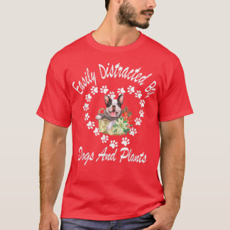 T-shirt Facile à distraire par les chiens et Plante Coeur 