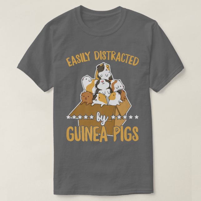 T-shirt Facile à distraire par les cobayes Citation pour u (Design devant)