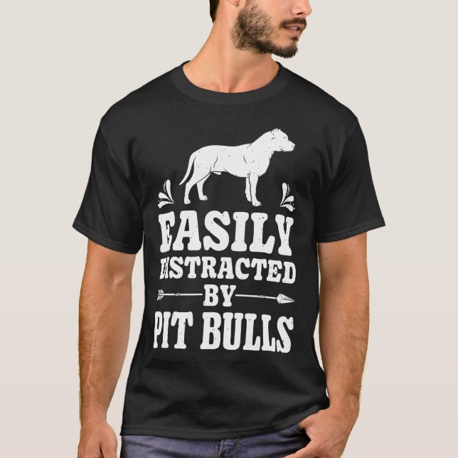 T-shirt Facile À Distraire Par Les Taureaux À Pots Drôle C (Devant)