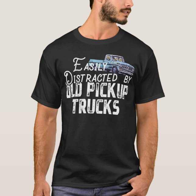 T-shirt Facile À Distraire Par Les Vieux Camions De Ramass (Devant)