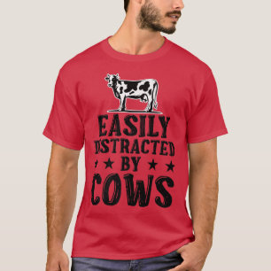 T-shirt Facile À Distraire Par Vaches Animaux Bétail Éleve