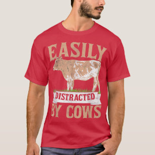 T-shirt Facile À Distraire Par Vaches Vaches Bétail Fermie