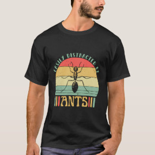 T-shirt Facilement Distrait Par Ants Retro Funny Insect An