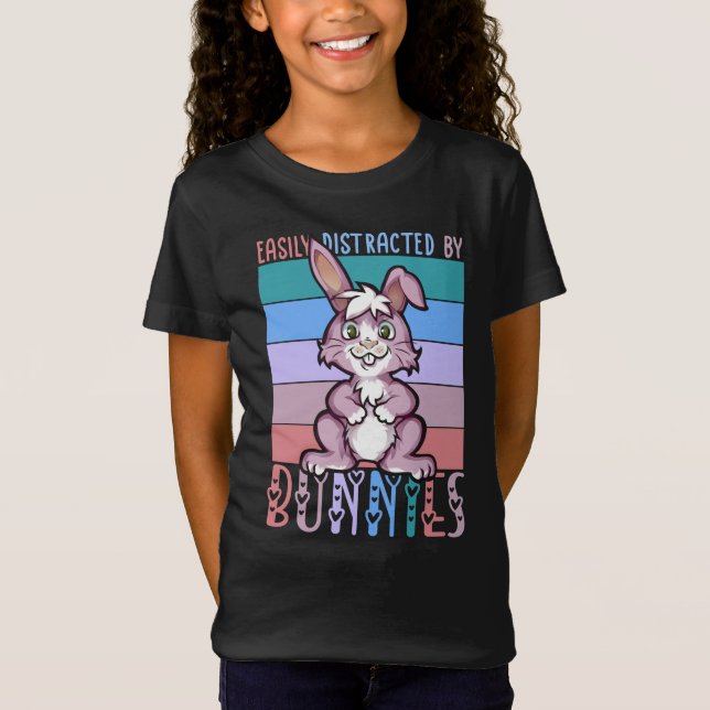 T-Shirt Facilement distrait par Bunnies Cute Bunny Lover (Devant)