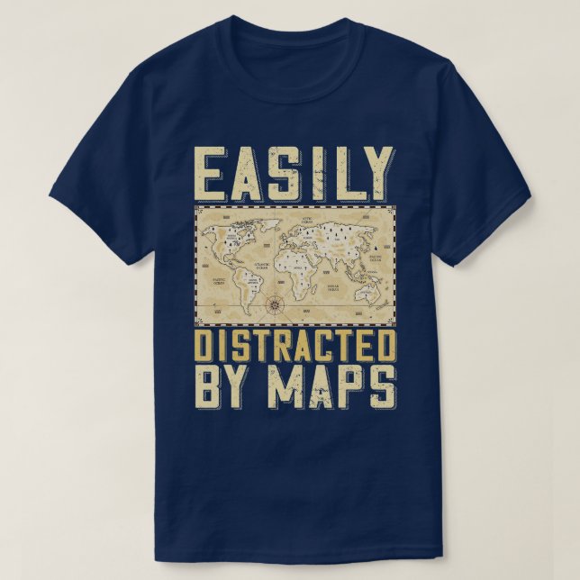 T-shirt Facilement Distrait Par Cartes Drôle Professeur De (Design devant)