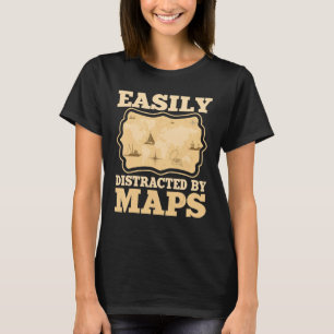 T-shirt Facilement Distrait Par Cartes Géographie Carte De