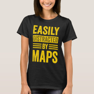T-shirt Facilement Distrait Par Cartes Professeur De Géogr
