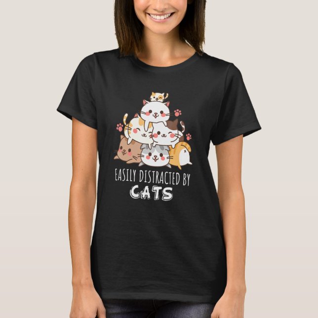 T-shirt Facilement Distrait Par Chats Cute Kittens Stack C (Devant)