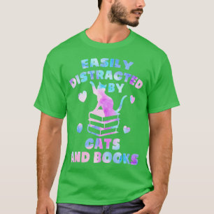 T-shirt Facilement distrait par Chats et Livres - Chats et