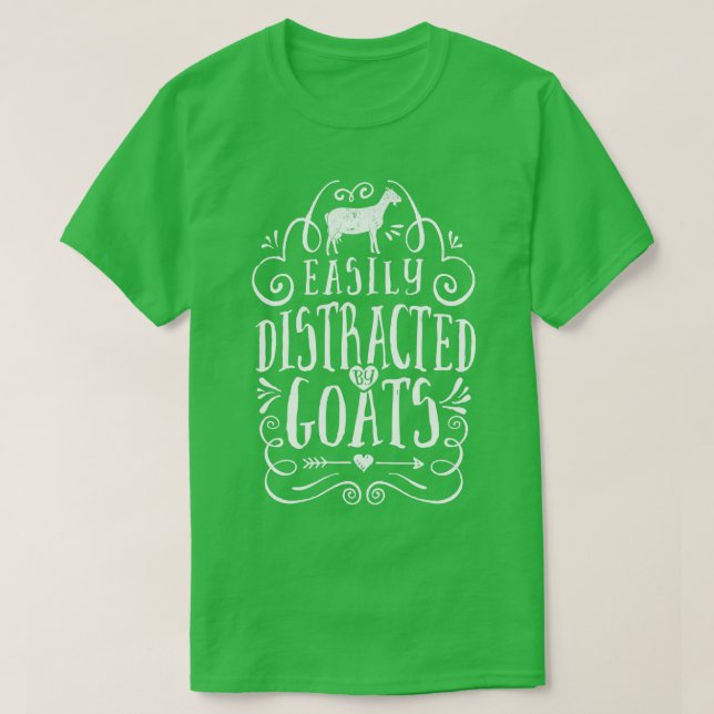 T-shirt Facilement Distrait Par Chèvres Vache Agriculteur  (Design devant)