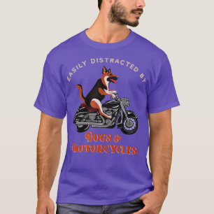 T-shirt Facilement Distrait Par Chiens Moto Moto