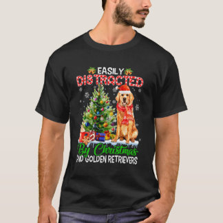 T-shirt Facilement Distrait Par Et Golden Retrievers Xmas 