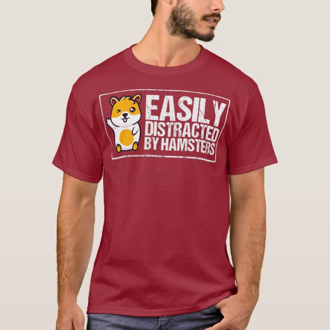 T-shirt Facilement Distrait Par Hamsters Cadeau Drôle Hams (Devant)
