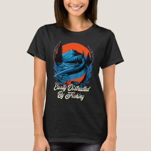 T-shirt Facilement Distrait Par La Pêche Mode De Vie Pêche