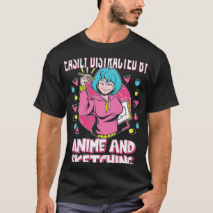 T-shirt facilement distrait par l'anime et le dessin