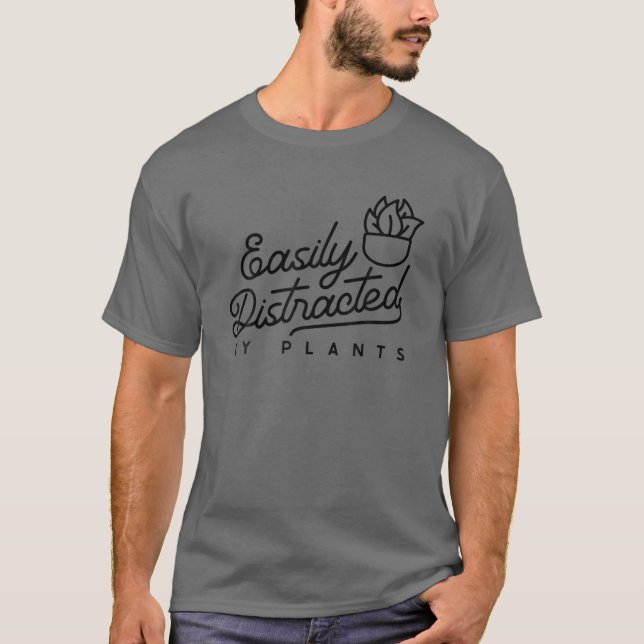 T-shirt Facilement Distrait Par Le Jardin Esthétique Plant (Devant)