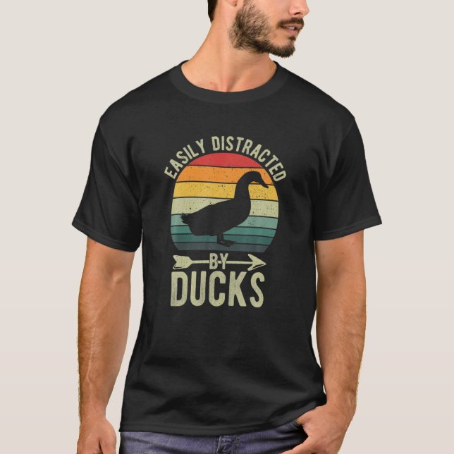 T-shirt Facilement Distrait Par Les Canards - Animaux De F (Devant)