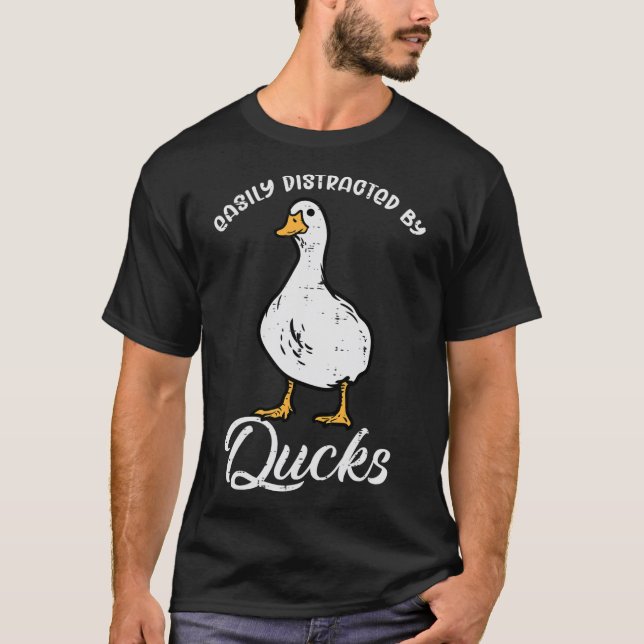 T-shirt Facilement Distrait Par Les Canards Drôle Chasseur (Devant)