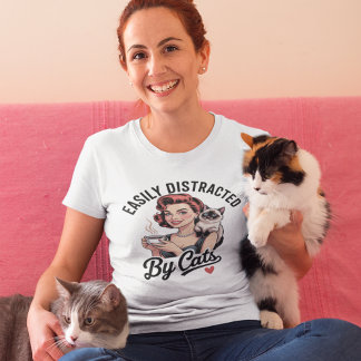 T-shirt Facilement distrait par les chats
