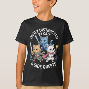 T-shirt Facilement distrait par les chats et les quêtes se