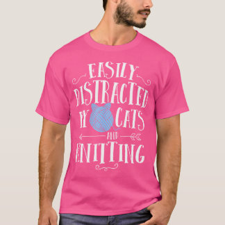 T-shirt Facilement Distrait Par Les Chats Et Tricot Chemis
