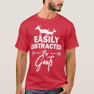 T-shirt Facilement Distrait Par Les Chèvres Amusant Animal