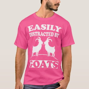 T-shirt Facilement Distrait Par Les Chèvres Animaux Drôle