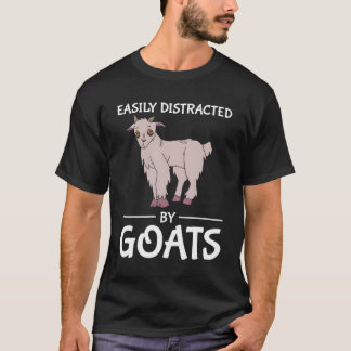 T-shirt Facilement Distrait Par Les Chèvres Drôle Distract