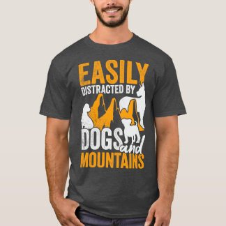 T-shirt Facilement Distrait Par Les Chiens Et Les Montagne