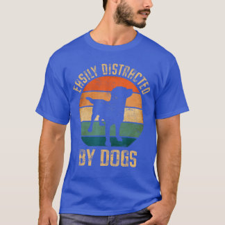 T-shirt Facilement Distrait Par Les Chiens Vintage Retro A