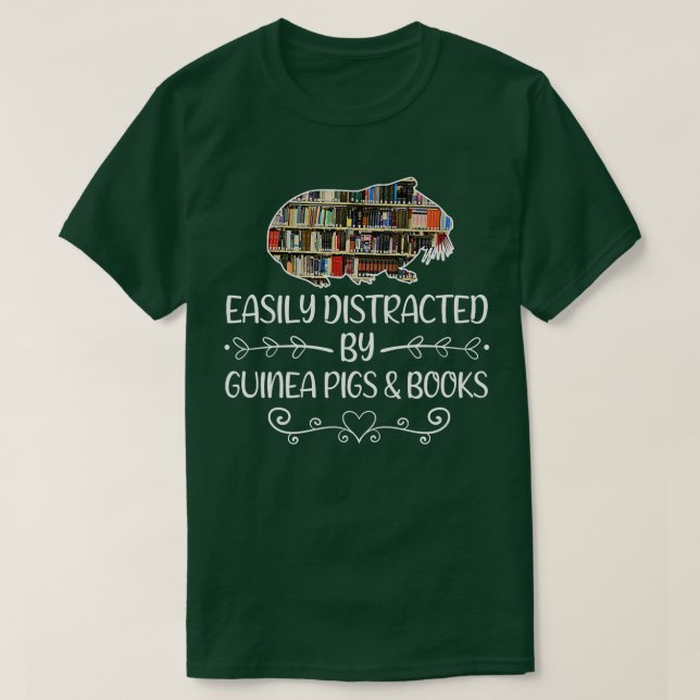 T-shirt Facilement distrait par les cobayes et les livres (Design devant)