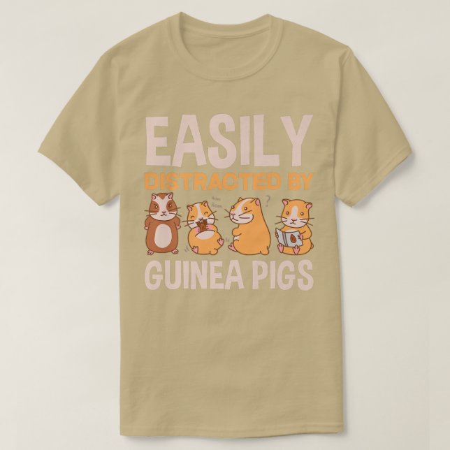T-shirt Facilement Distrait Par Les Cochons De Guinée Drôl (Design devant)