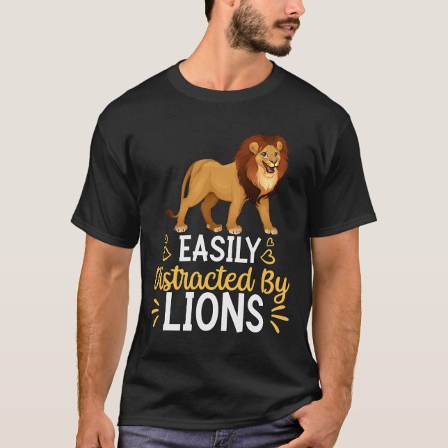 T-shirt Facilement Distrait Par Les Lions (Devant)
