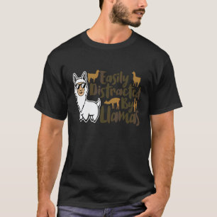 T-shirt Facilement Distrait Par Les Llamas Drôle D'animal 