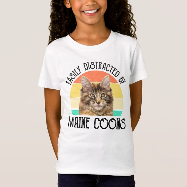 T-Shirt Facilement Distrait Par Les Maine Coons (Devant)