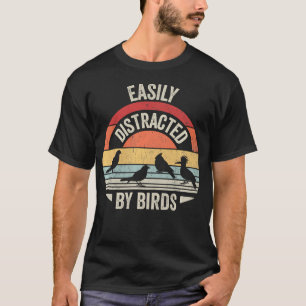 T-shirt Facilement Distrait Par Les Oiseaux Drôle Vintage