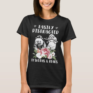 T-shirt Facilement Distrait Par Les Paresseux Et Les Ours 