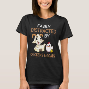 T-shirt Facilement Distrait Par Les Poules Chèvres Animaux
