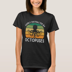 T-shirt Facilement Distrait Par Les Poulpes Rétro Poulpe O