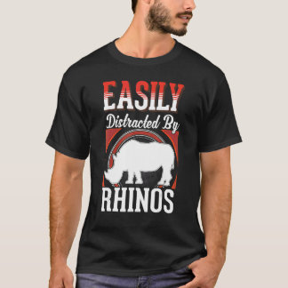 T-shirt Facilement distrait par les rhinocéros